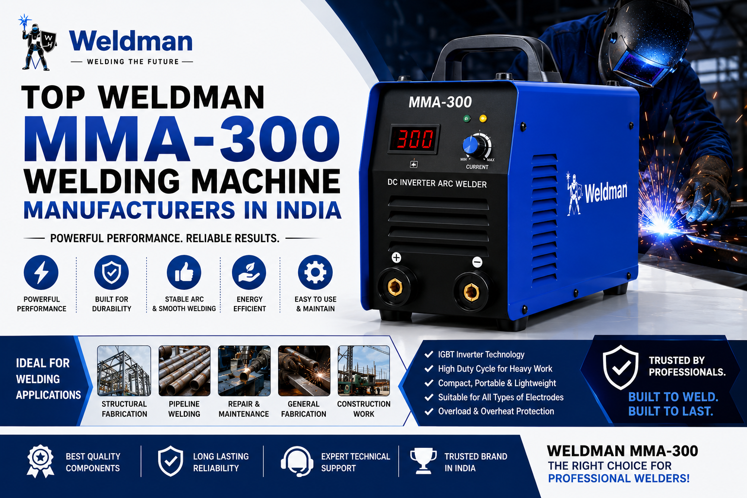Top Weldman MMA-300 Welding Machine Manufacturers in India